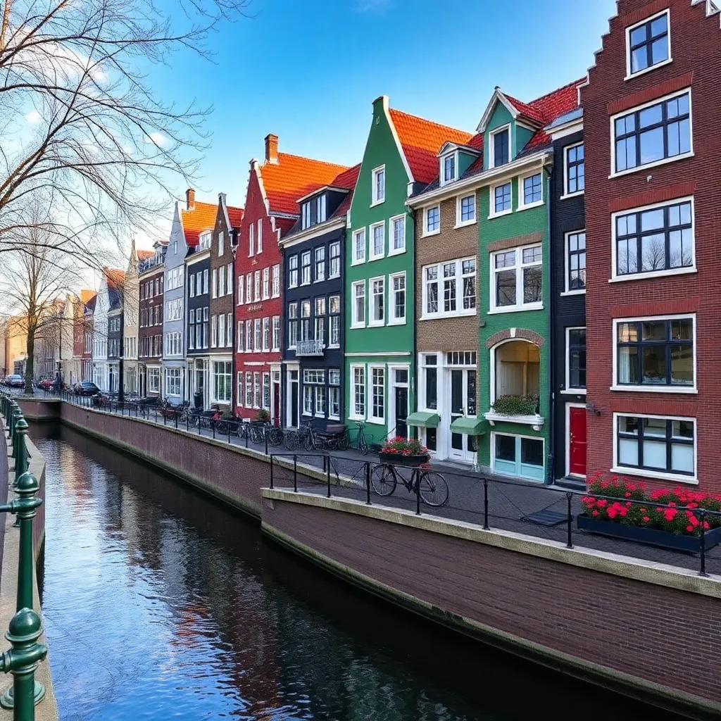 Nederlands grachtenpand met typische architectuur in Amsterdam